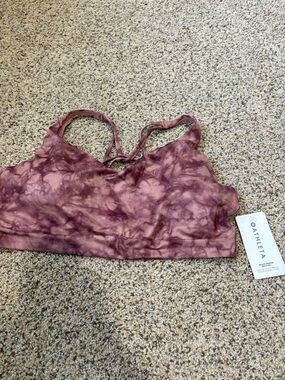 Athleta Solace Printed Bra D-DD+ Mauve Tie-Dye Strappy Sports Bra